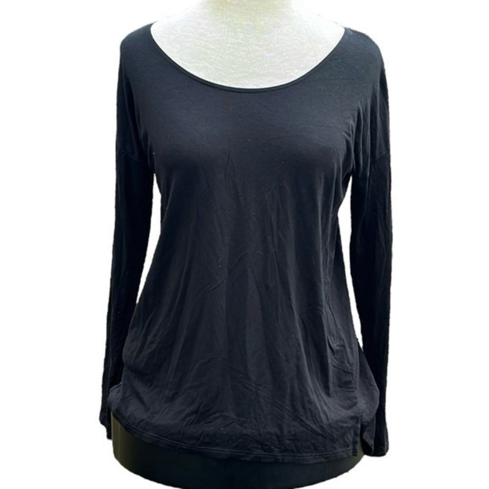 Lucy & Laurel long sleeve scoop neck top black size XS, stretchy